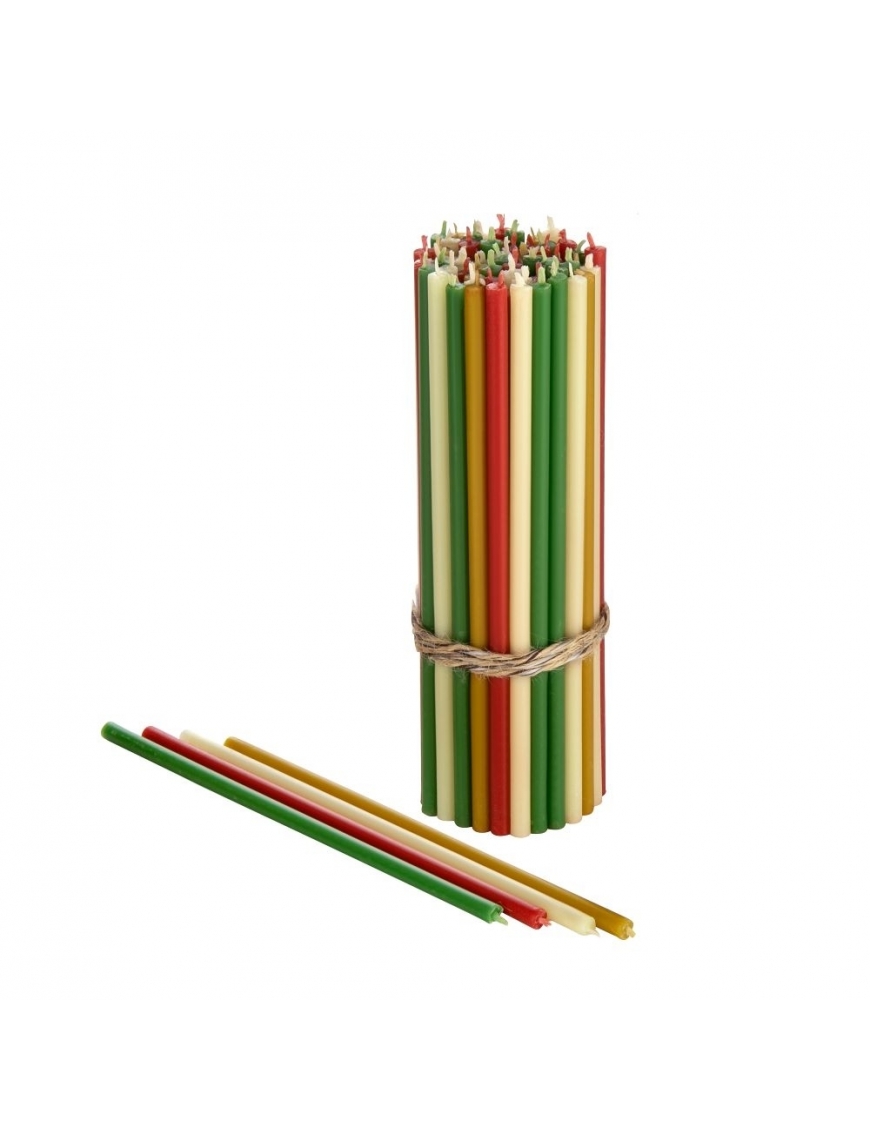 Set of colored natural beeswax candles 1