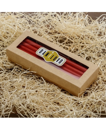 Red beeswax candles in a box 1