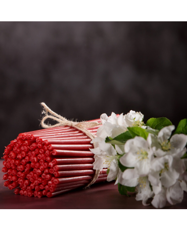 Red beeswax candles N40 3
