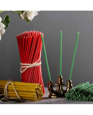 Green beeswax candles N140 3