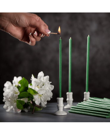 Green beeswax candles N80 3
