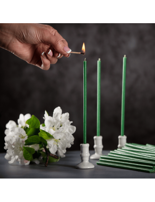 Green beeswax candles N80 3 3